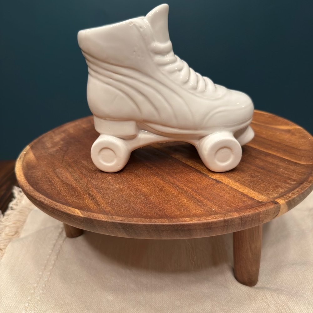 White Ceramic Roller Skate Planter